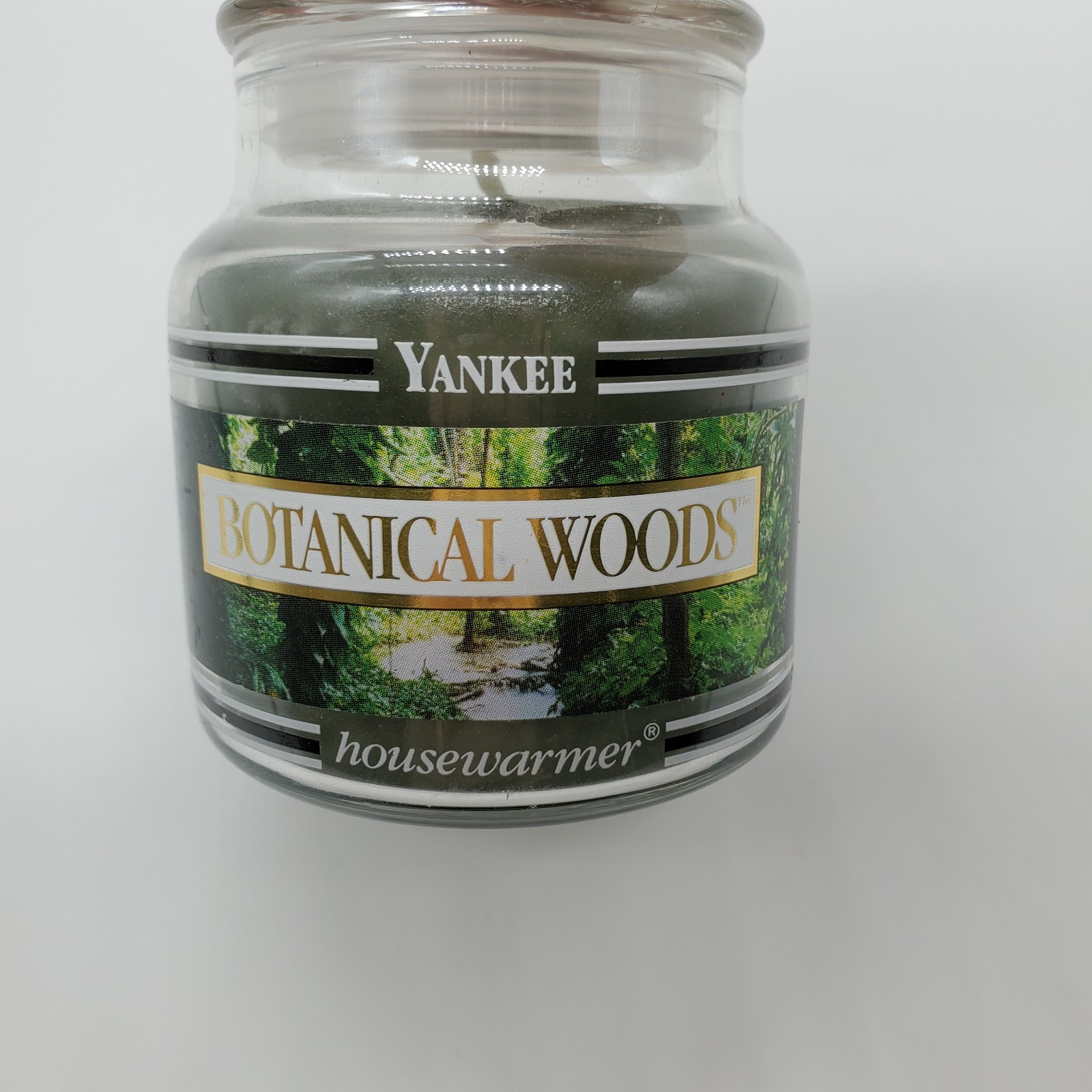 VTG Yankee BOTANICAL WOODS Green 3.7oz Mini Jar Candle Black Band Housewarmer