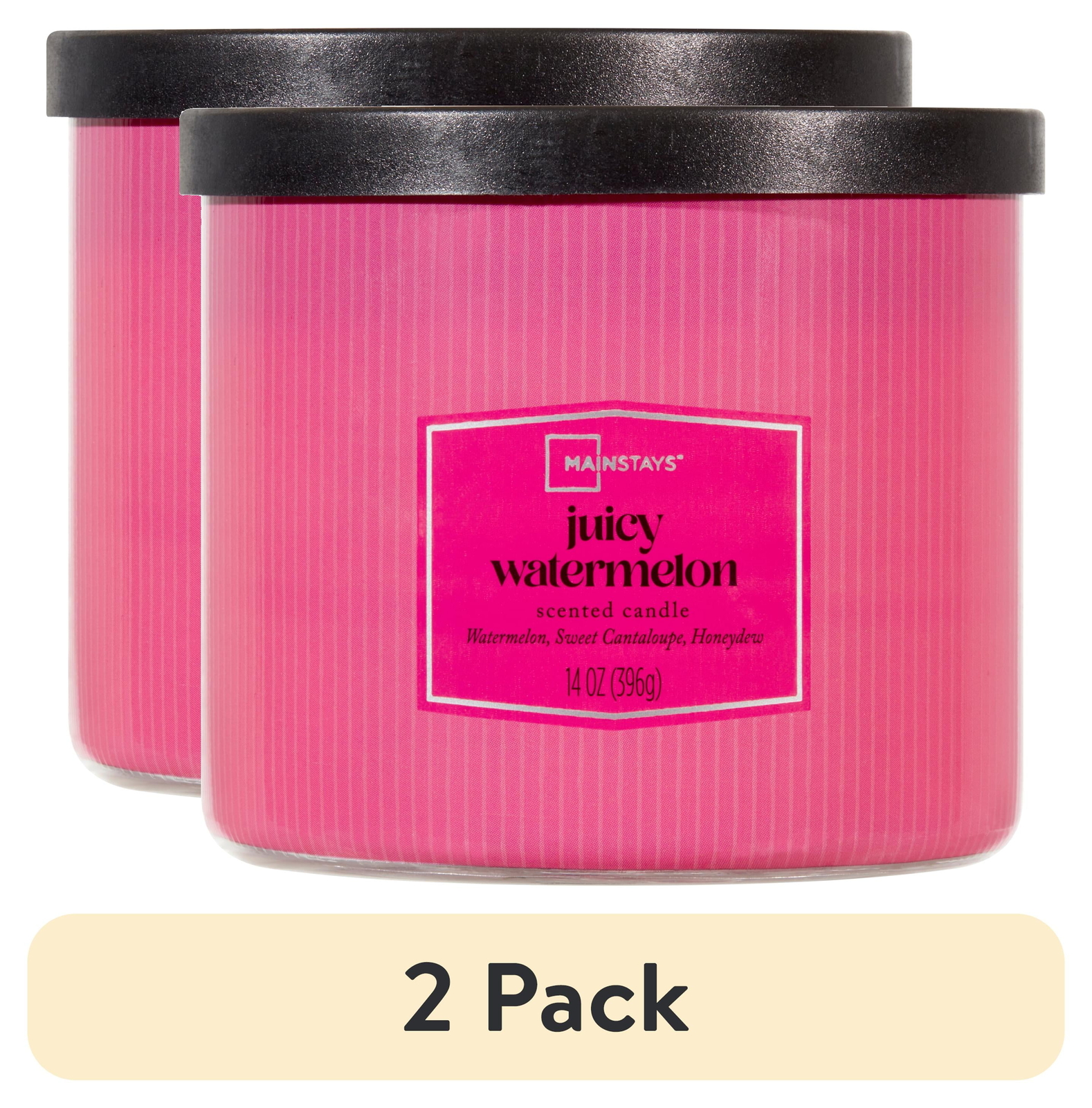 (2 pack) 3-Wick Textured Wrapped Juicy Watermelon Scented Candle, 14 oz