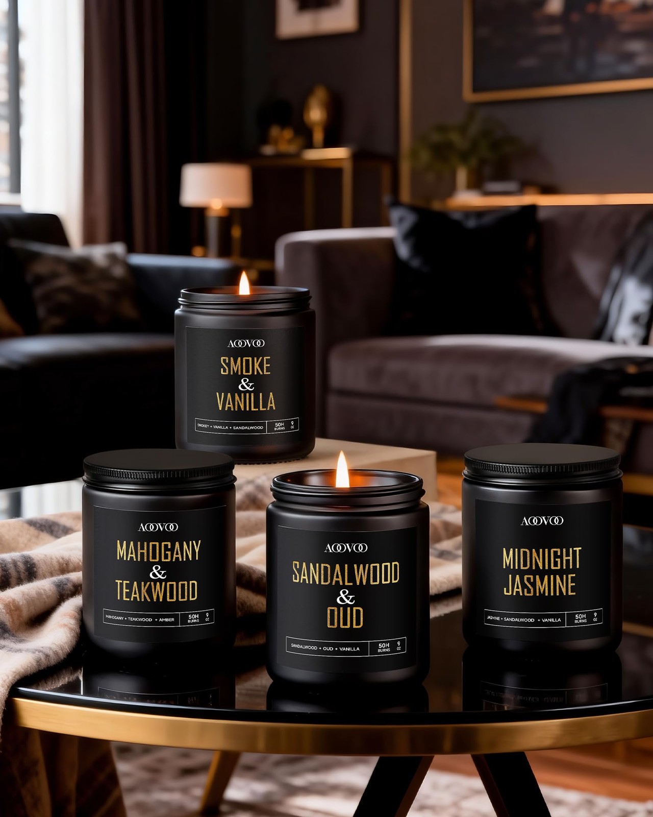 Scented Candles for Men – 4 Pack Candles for Home Scented, 36oz Soy Wax, 200 …