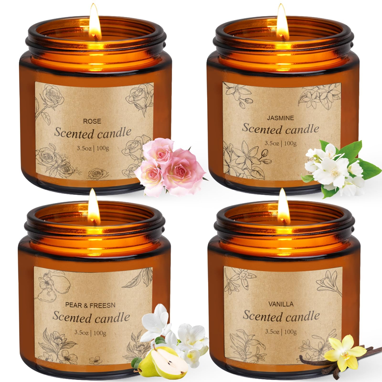 4 Packs Candles for Home Scented, Scented Candles Gifts for Women, Natural So…