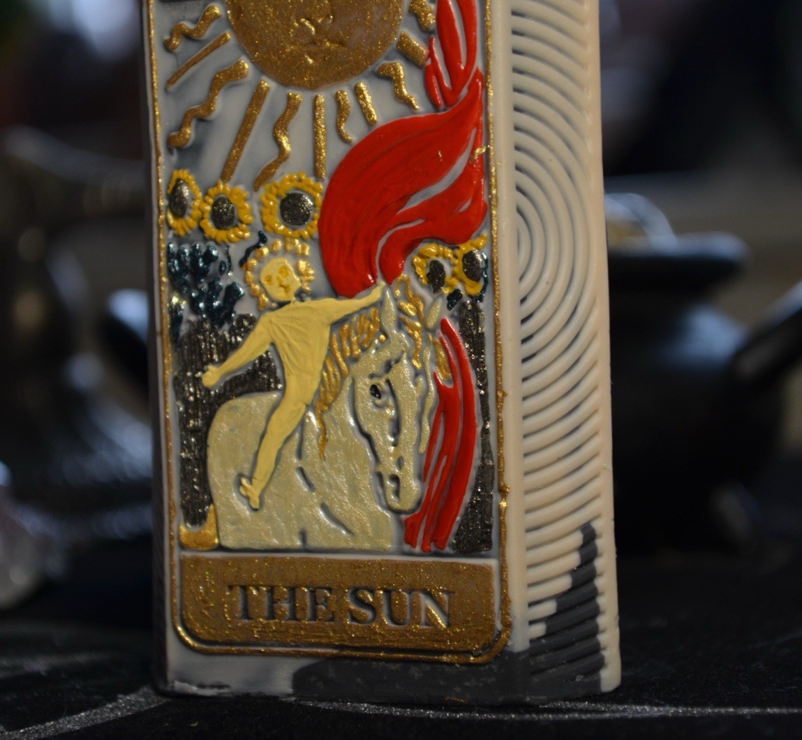 Esoteric Tarot Candle Set Sun XIX & Moon XVIII Light Shadow Balance Ritual Decor