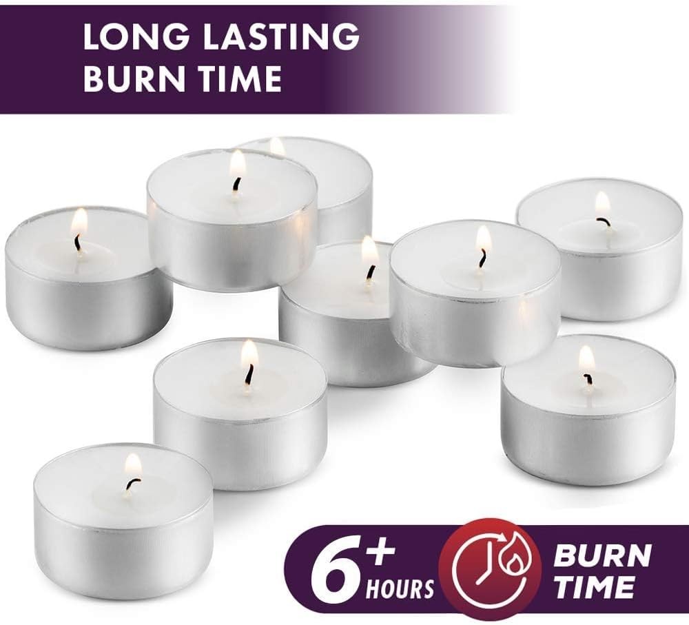 Unscented White Tealight Candles Bulk [200] | 6 Hours of Smokeless