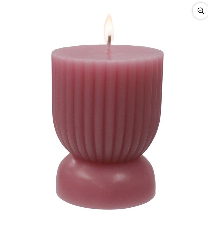 Better Homes & Gardens Unscented Ribbed Pillar Candle, 3×4 Inches, Pink