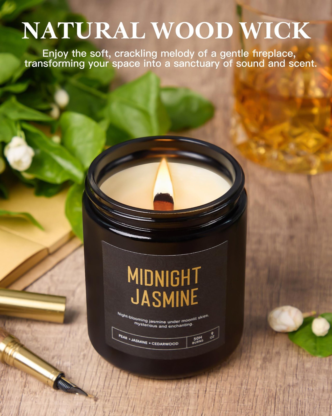 Men’s Candle Gift Set, 4 Pack Crackling Wood Wick Soy Scented Candles, 36oz M