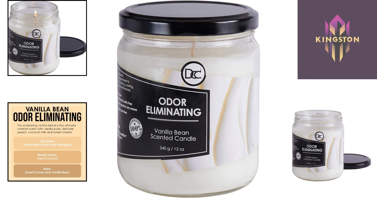 12oz Vanilla Bean Candle – 80-Hour Fragrance for Pet and Smoke Odor Elimination