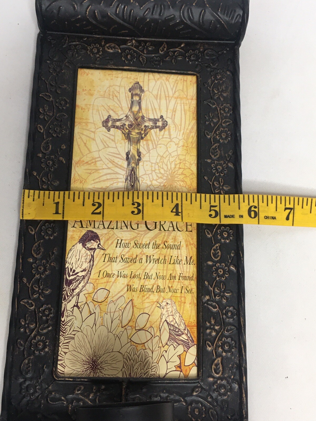 Wall Sconce Amazing Grace Candle Light Weight Metal Decor Cross Birds Votive