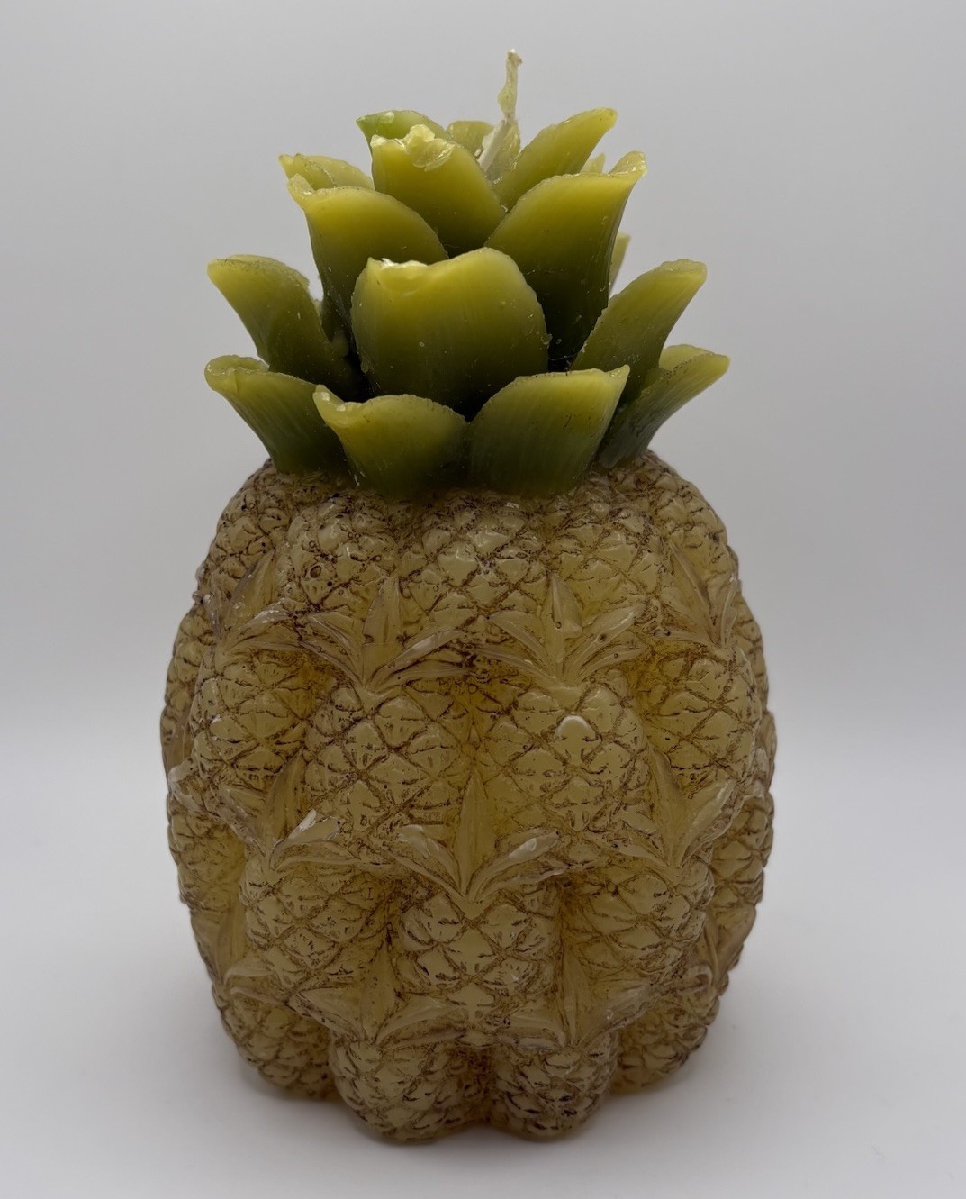 Vintage Siam Karat Figural Pineapple Candle 6” Yellow Tropical Decor NOS