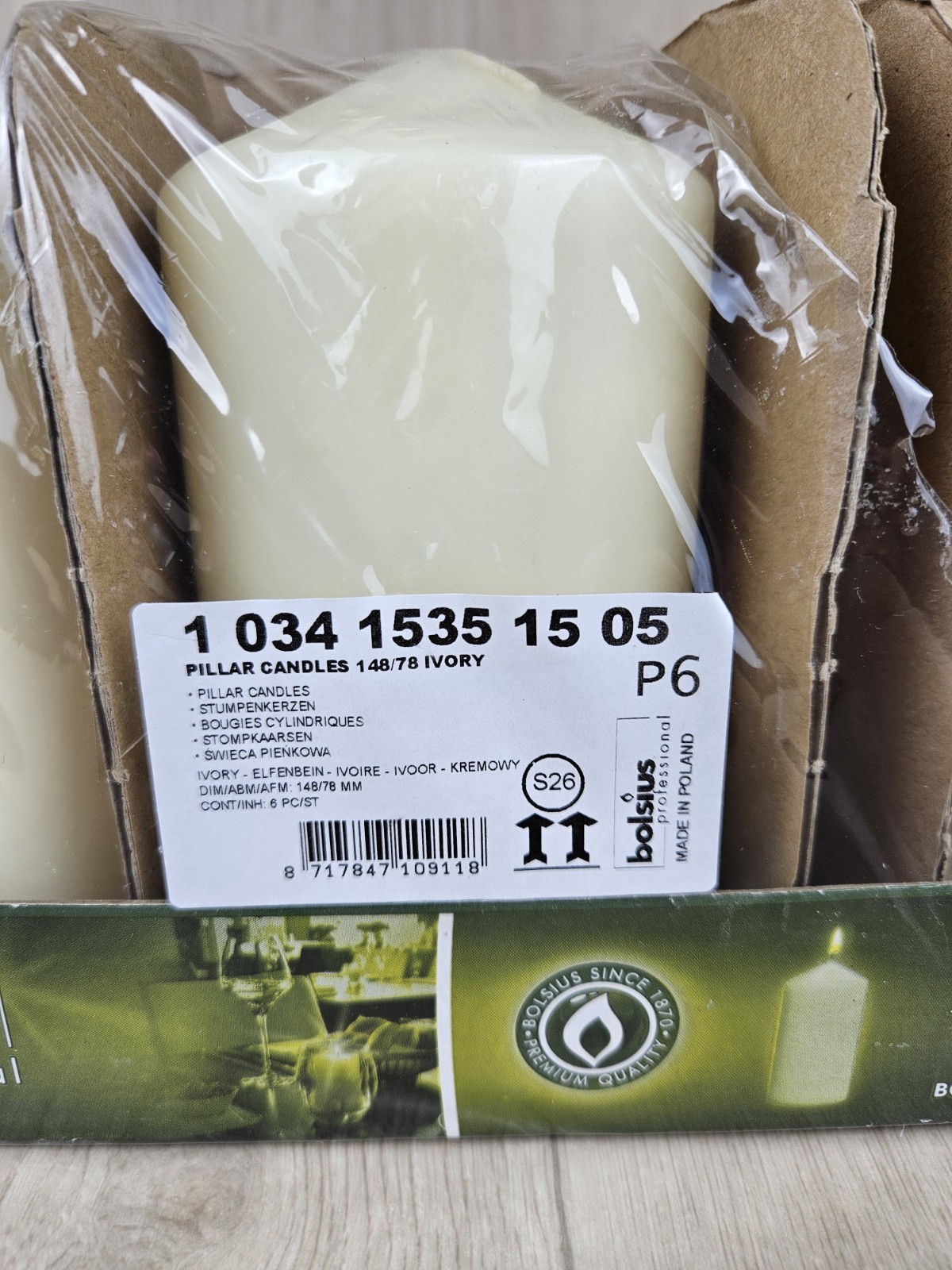 BOLSIUS 4 Ivory Pillar Candles 3X6 Inches Candles Made in POLAND Long Burn
