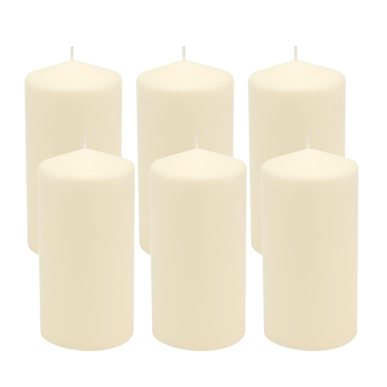Stonebriar 6 Pack Tall 3 x 6 Inch 65 Hour Long Burning Unscented Ivory Wax Pi…
