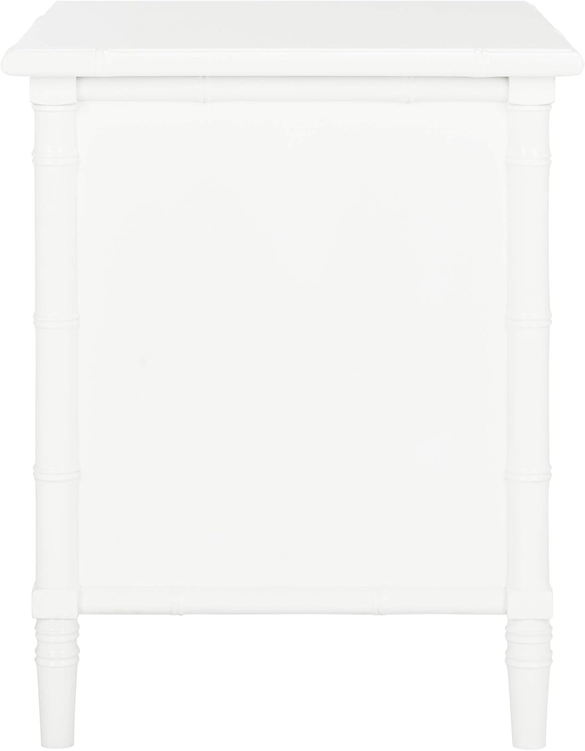 Mina Modern Coastal Bamboo Nightstand with 3 Drawers – 25″ White Finish
