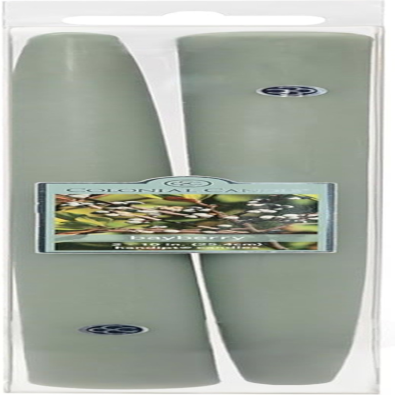 10 Inch Bayberry Scented Taper Candle, Virtually Dripless, Premium Wax with Cott