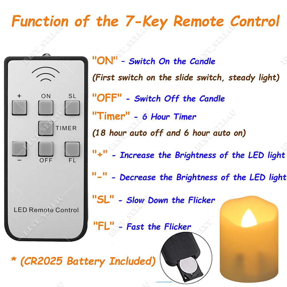 6PCS Rechargeable Flameless Flickering LED Candles Tea Lights with Timer Remote