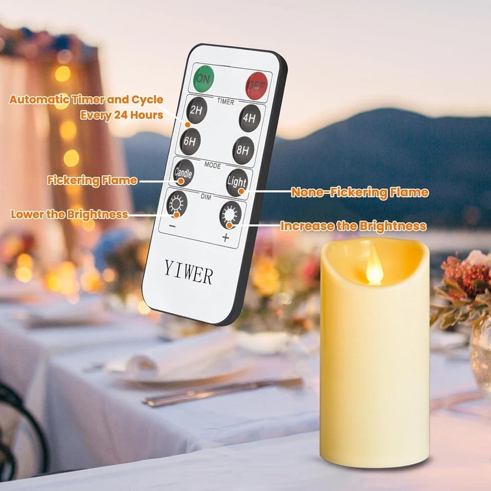 Flameless Plastic LED Candles,Pack of 2 Battery Operated Flickering Candle with