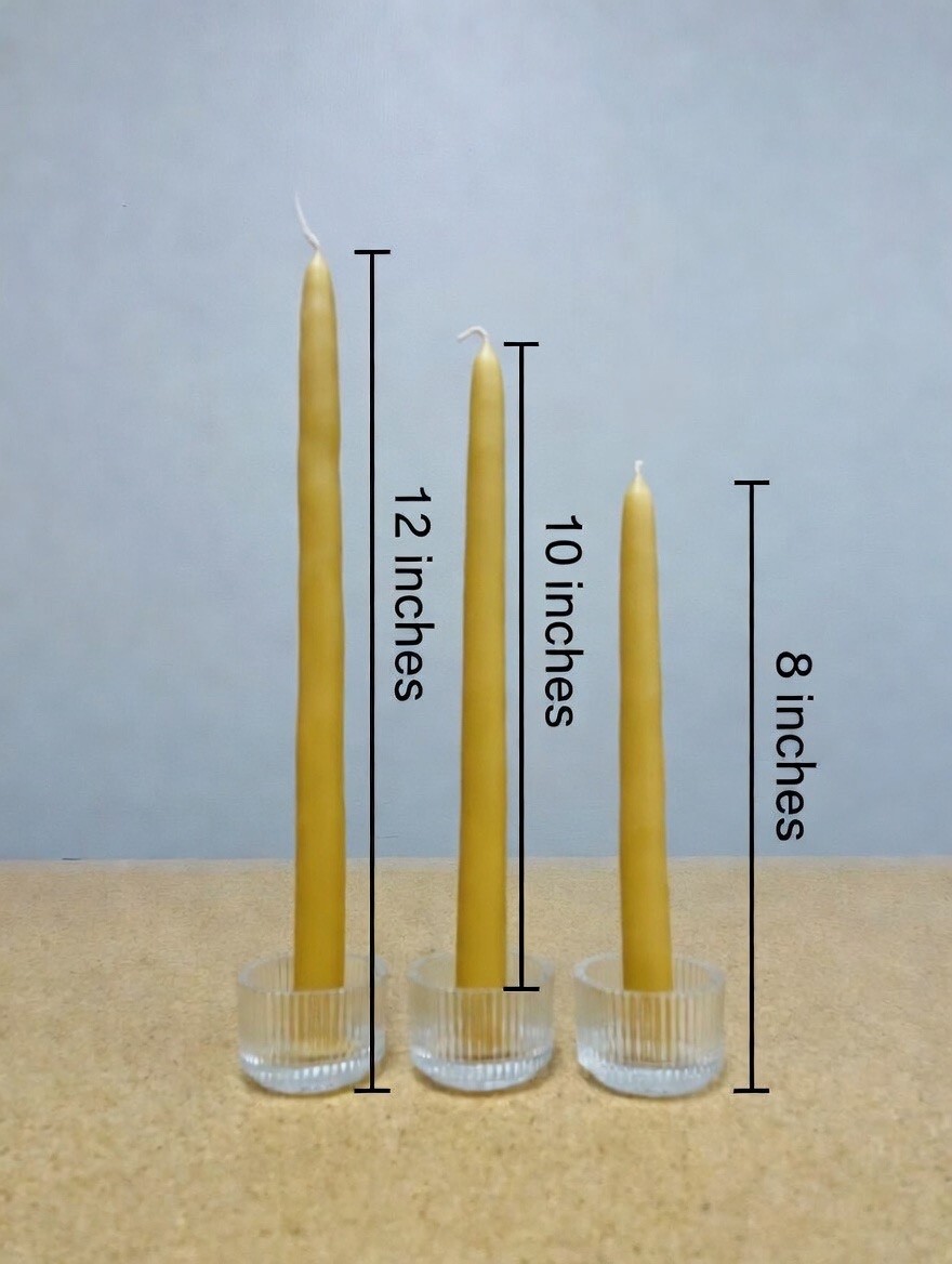 Bulk – Hand-dipped Organic yellow beeswax tapered candles – 1/2 inch diameter