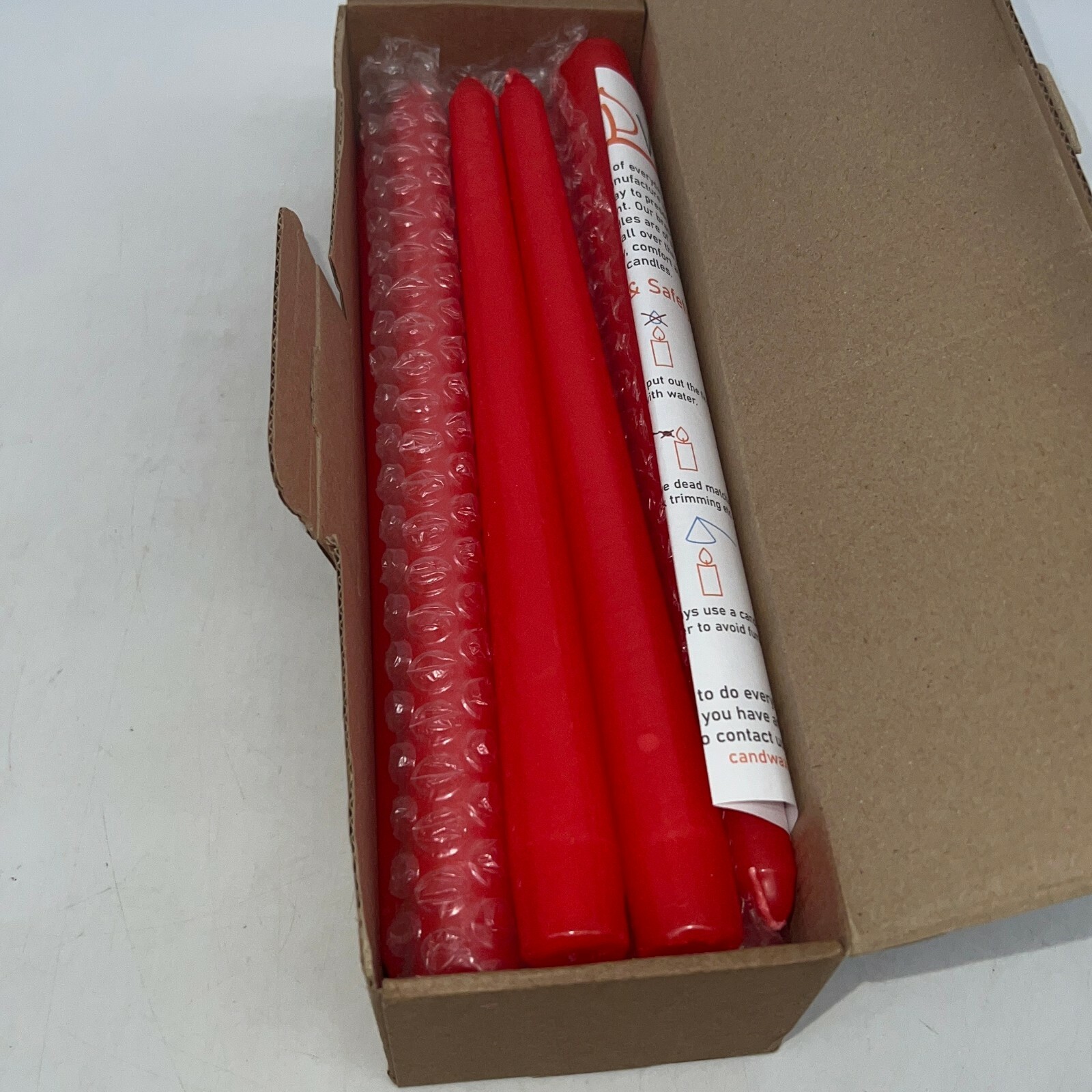 12 Piece Candwax Long Burning For Dinner Dripless Red Taper Frost Candles 10″