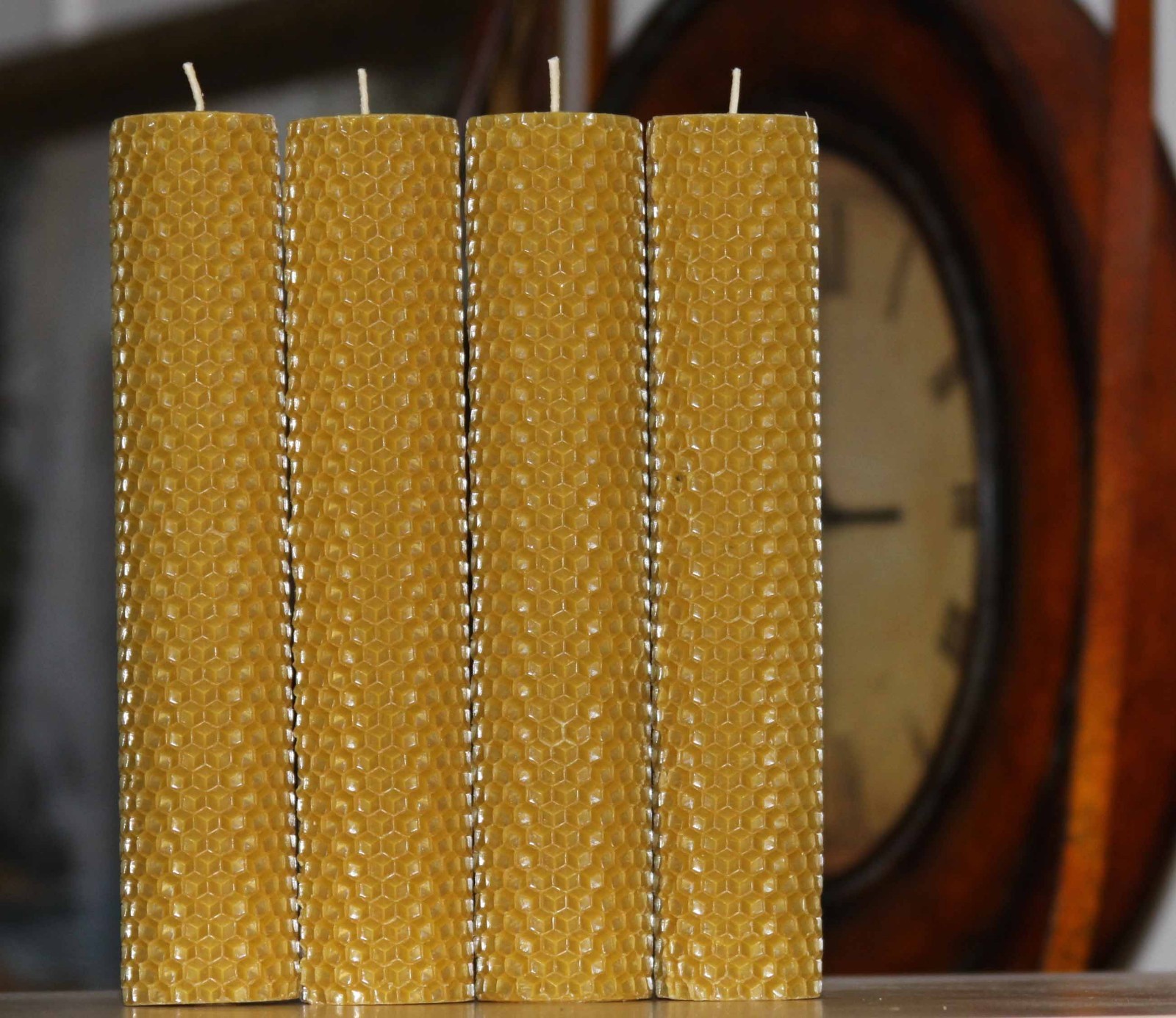Handmade Hand rolled 100% Pure Beeswax Honeycomb Candles 8″ Cotton Wick USA Made