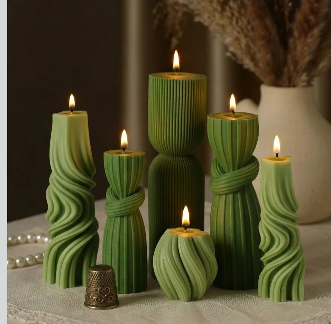 Threlaco 6 Pcs Pillar Candles Decorative Modern Aesthetic Ribbed Candle Set C…