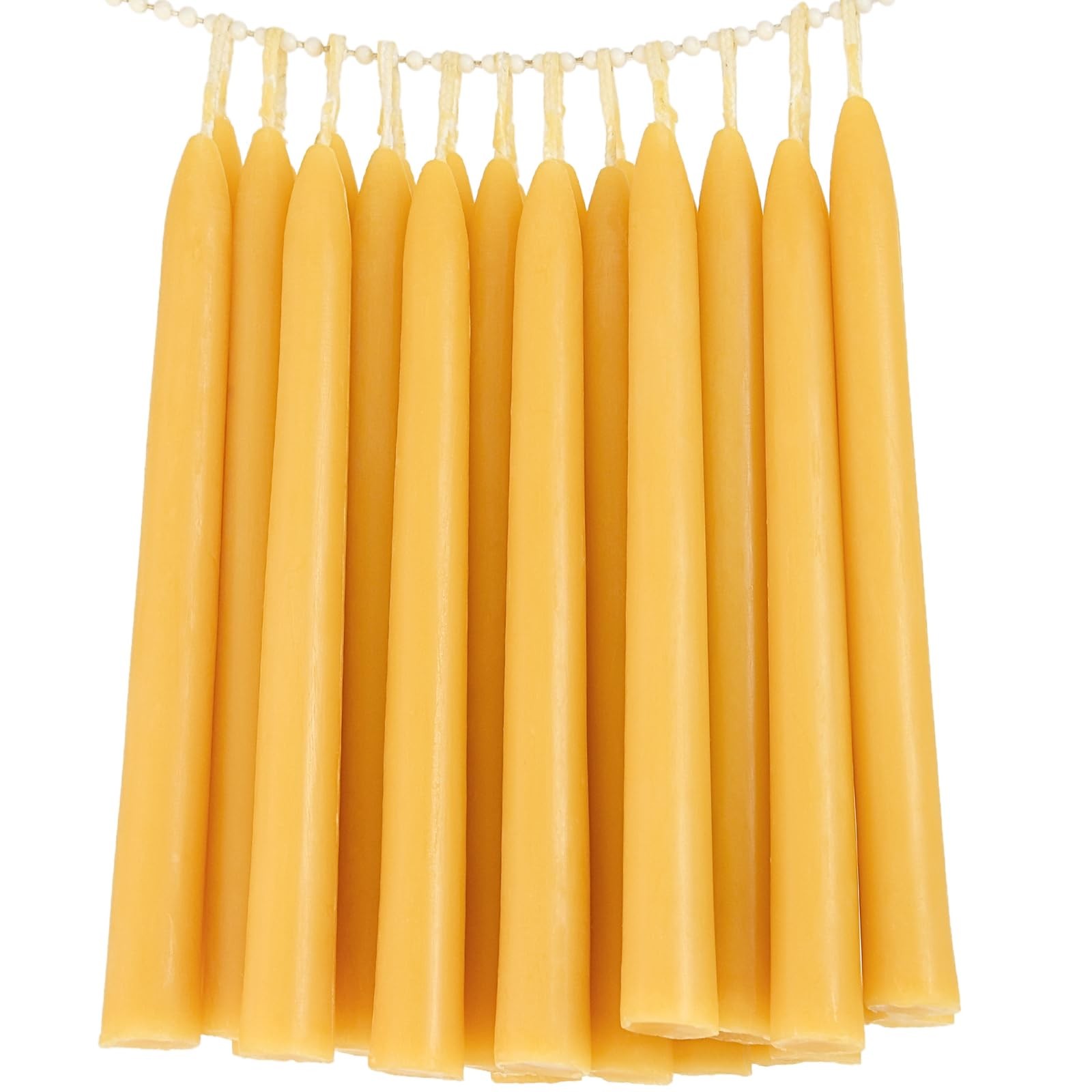 24 Pack Beeswax Taper Candles in Bulk 8 inch Tall – All Natural, 100 Pure Uns…