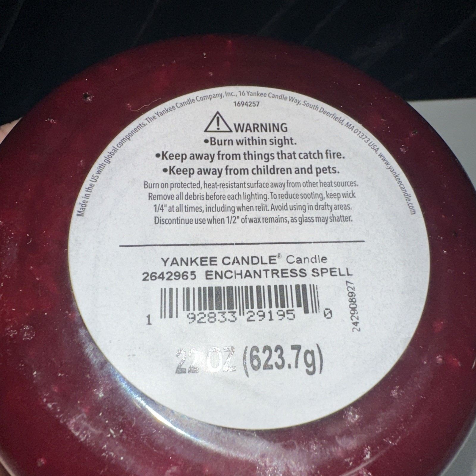LOT OF 2-NEW-Yankee Candle ENCHANTRESS SPELL Large Jar 22oz RED Housewarmer