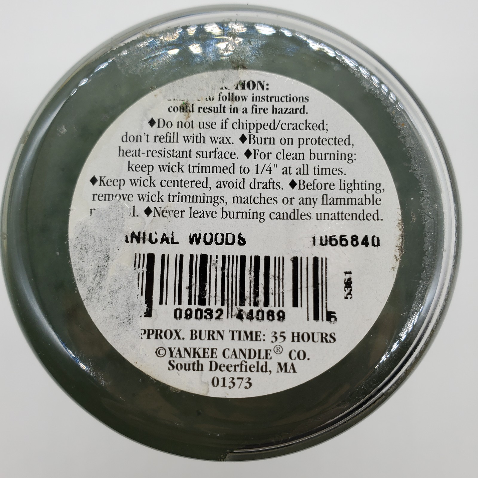 VTG Yankee BOTANICAL WOODS Green 3.7oz Mini Jar Candle Black Band Housewarmer
