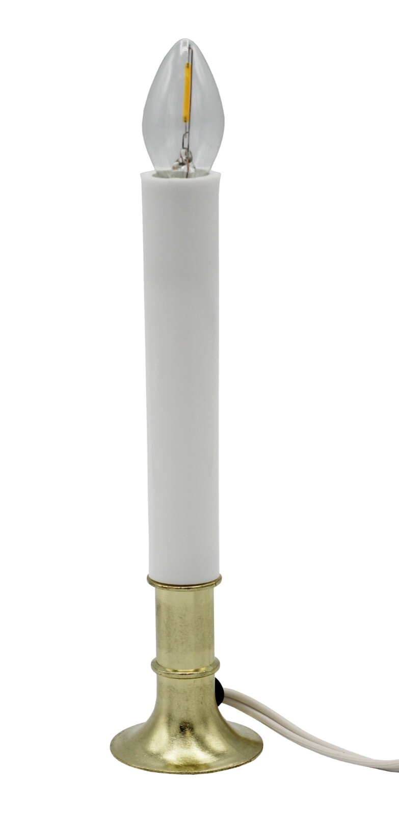 Electric Window Candle Lamp w/ Brass Plated Base, On/Off Switch, LED Light Bulb