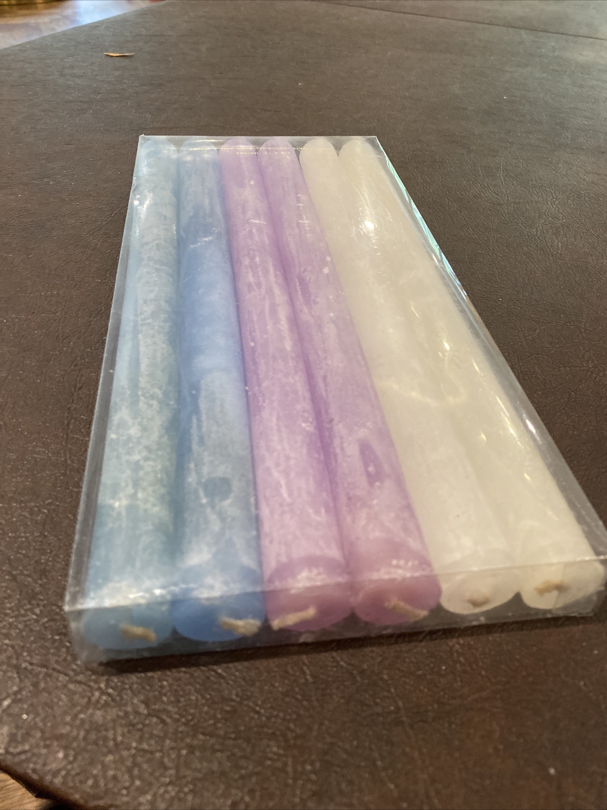 Set Of 6 cylinder taper candles Made thailand fine art studio Blue Purple White