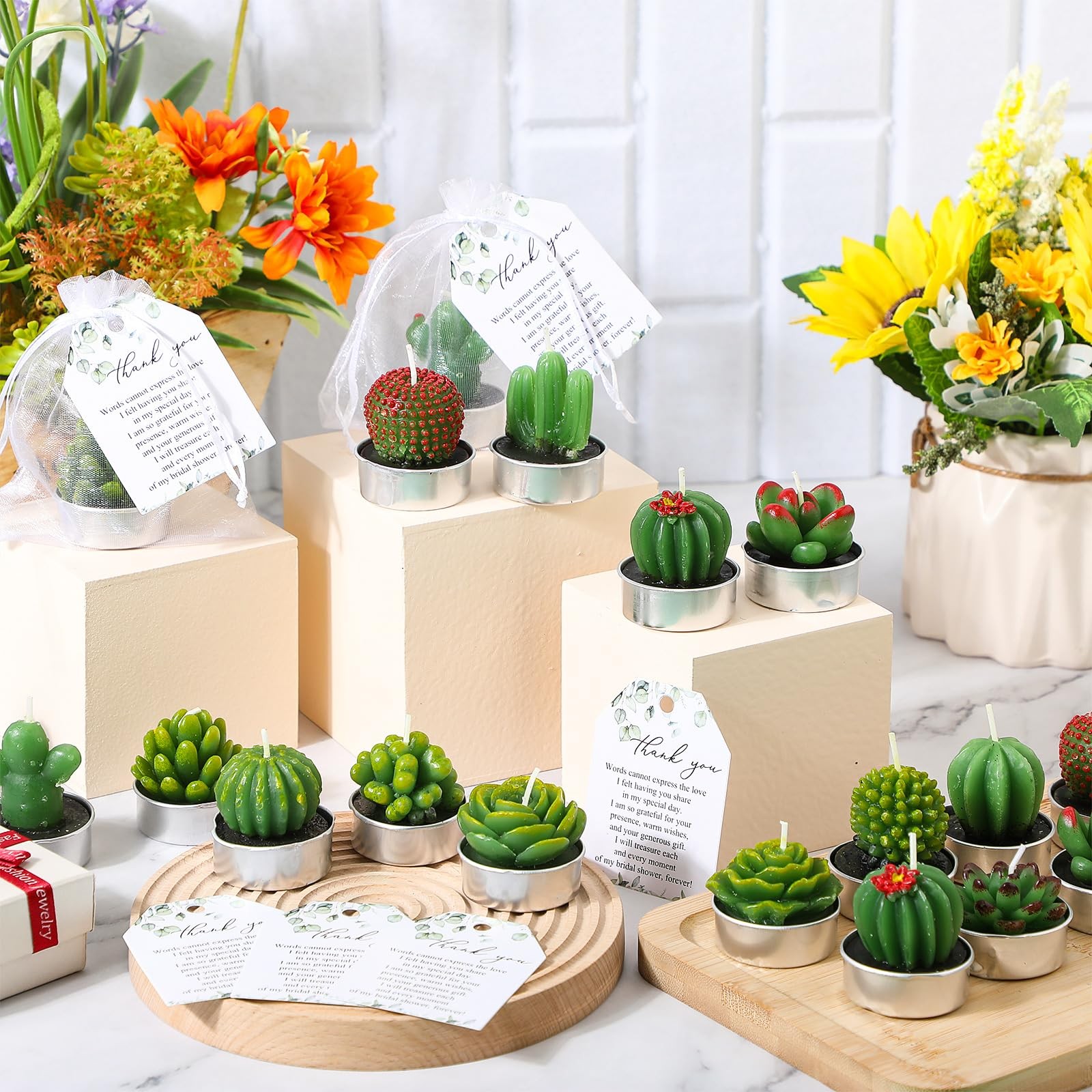 30 Sets Bridal Shower Favors for Guests Bulk Mini Succulents Tealight Candles…