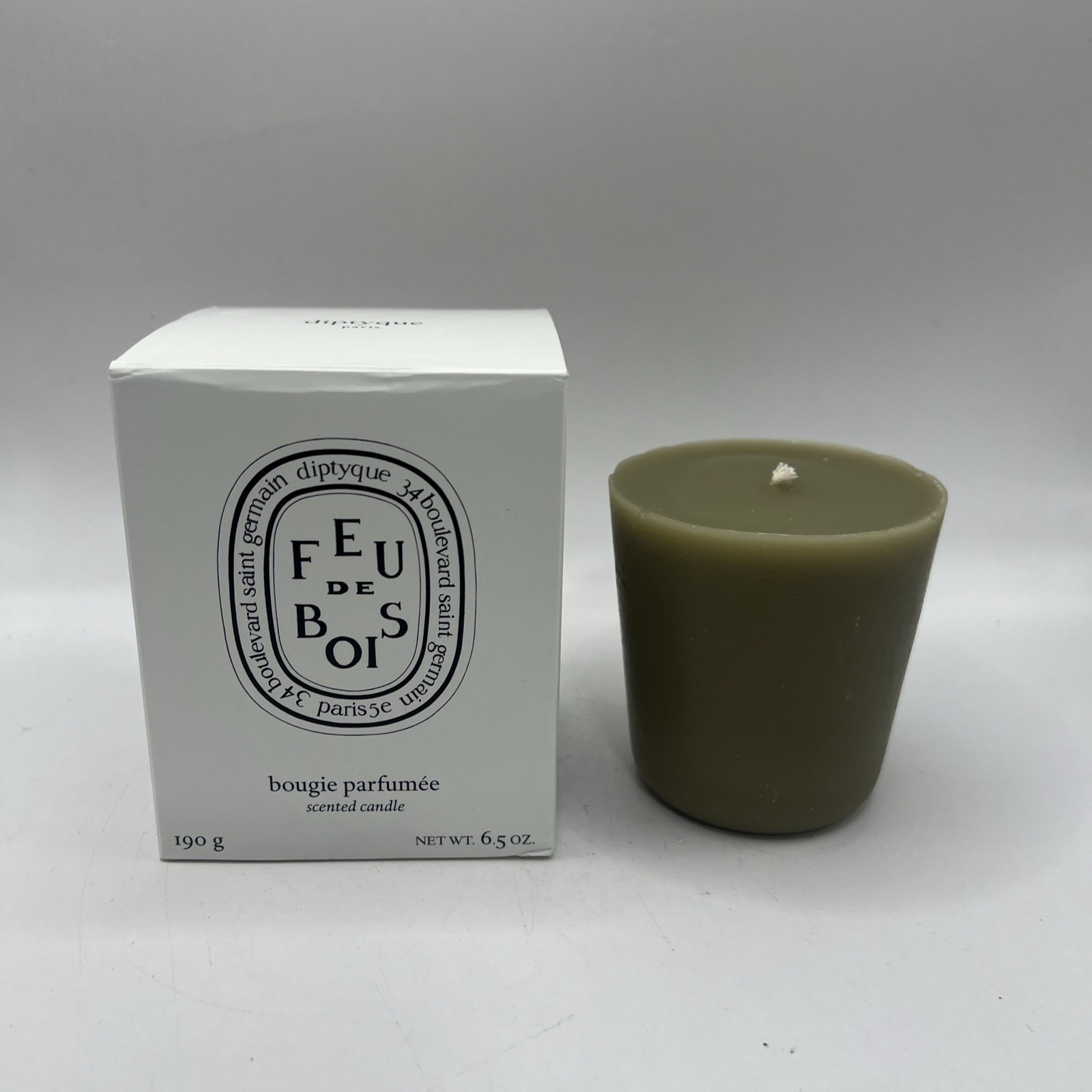 Diptyque Feu de Bois Candle 6.5 oz New Open Box Luxury Scented Candle Wax Only