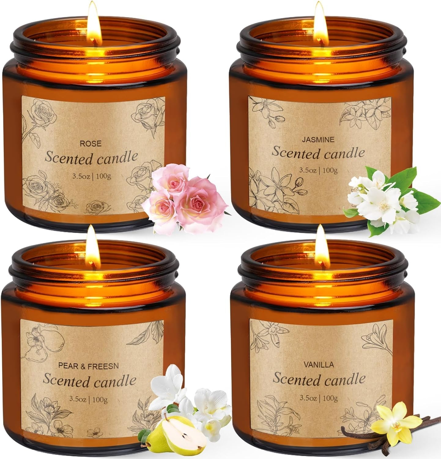 4-Pack Long-Lasting Aromatherapy Candles for Elegant Home Décor – Gift Set
