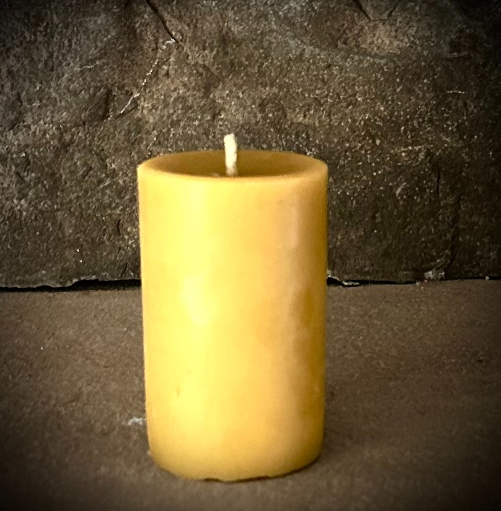 Handmade 100% Pure Beeswax Pillar Candle 2″ x 3″ 100% Cotton Wick