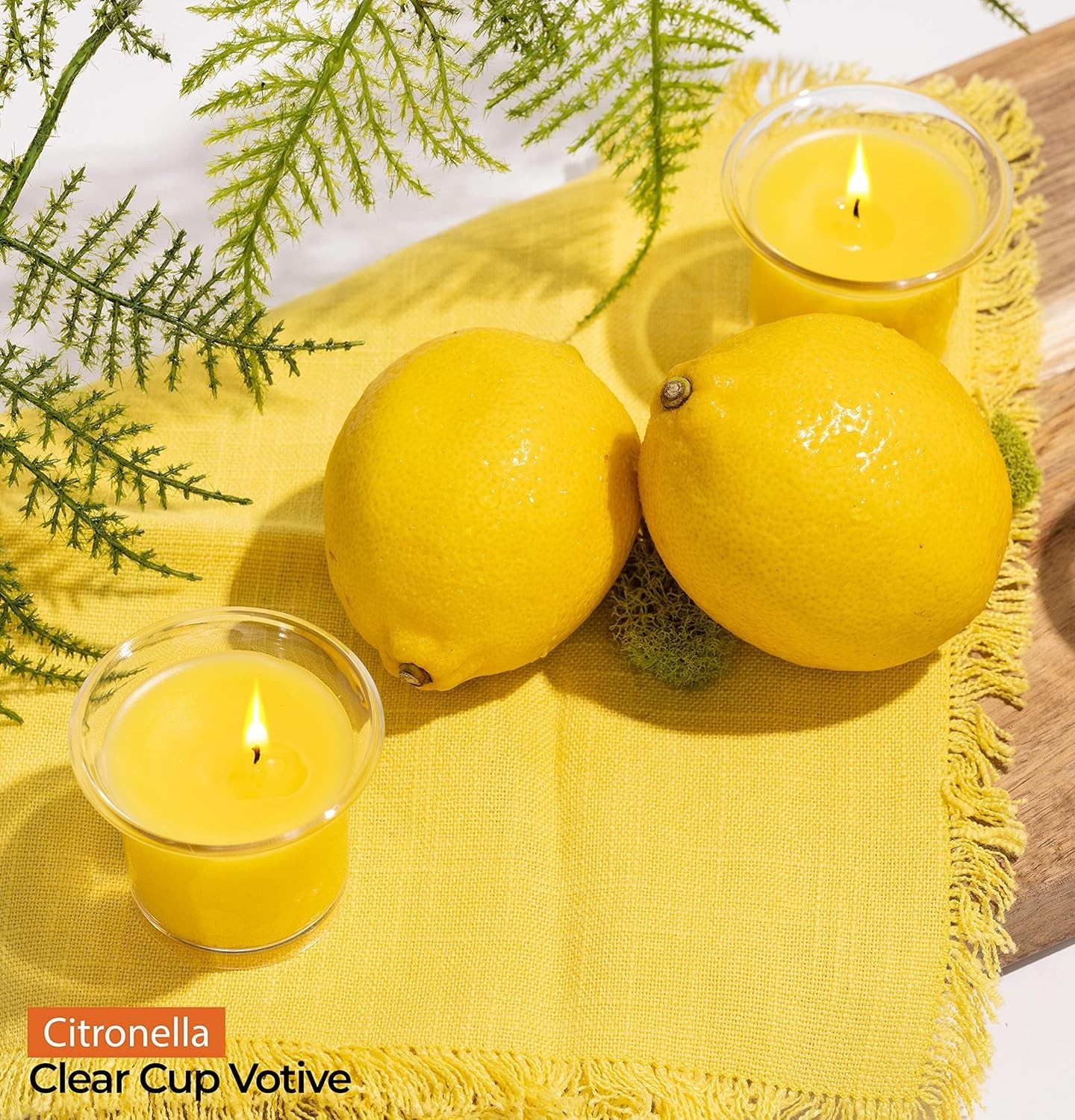 12 Hour Citronella Votive Candles – Clear Cup Design – 4 Pack – Art Deco Style