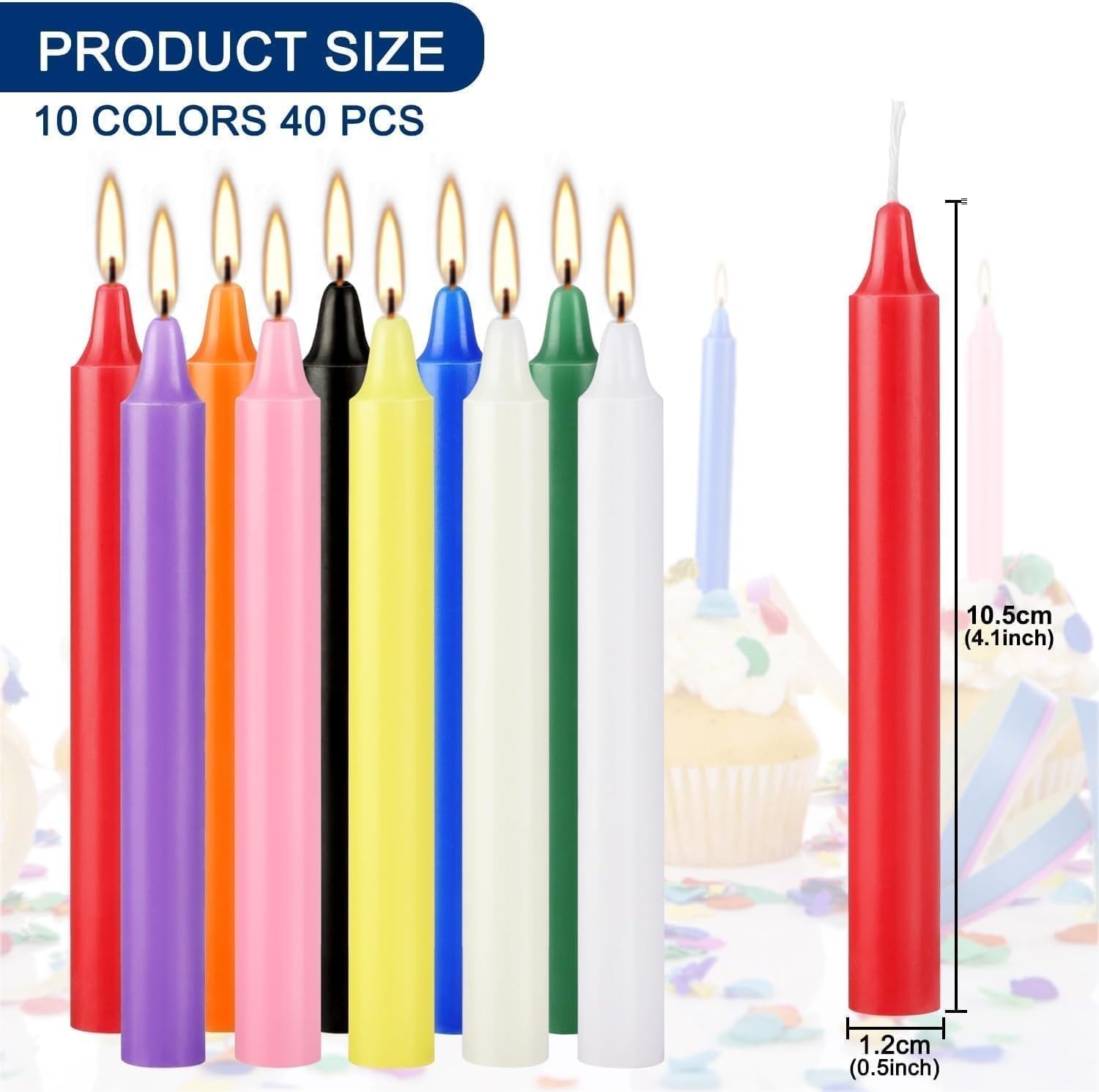 40 Pack Assorted Color Spell Chime Candles, 4 Inch Mini Taper Candles for Home