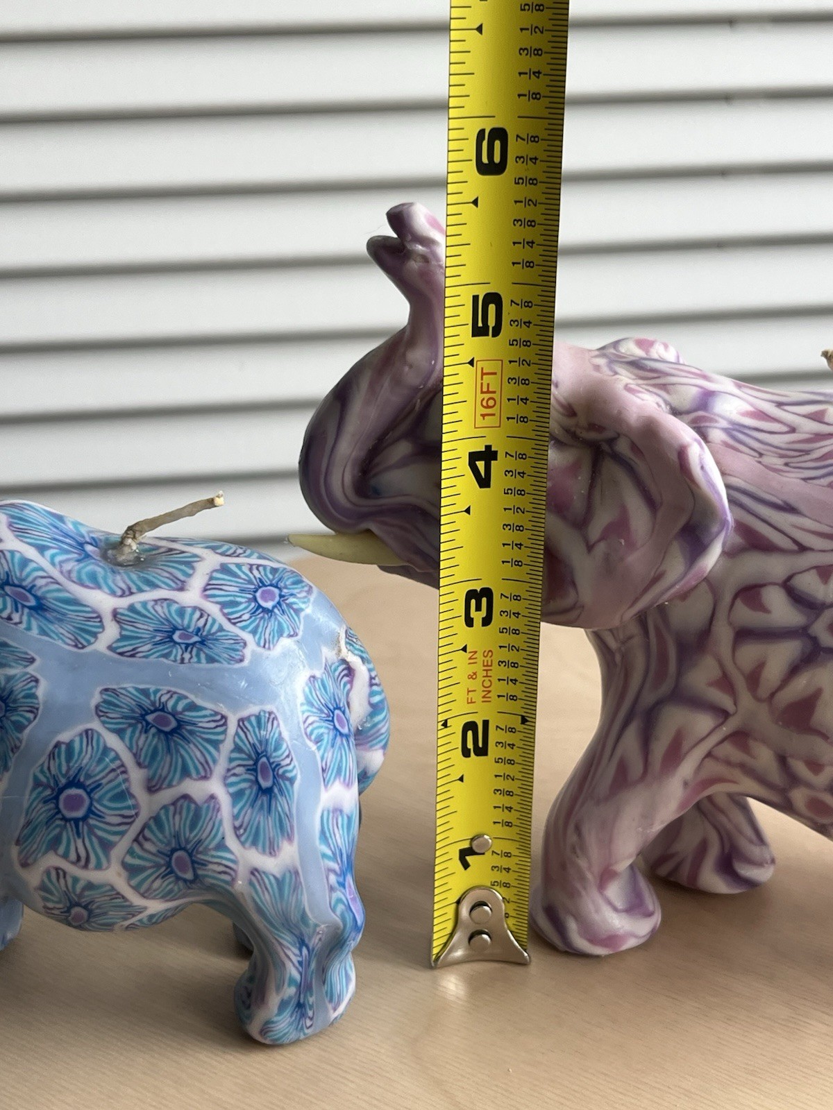 Vtg Swazi Candle Elephant Rhino Millefiori Wax Art African Animals Lot Of 2