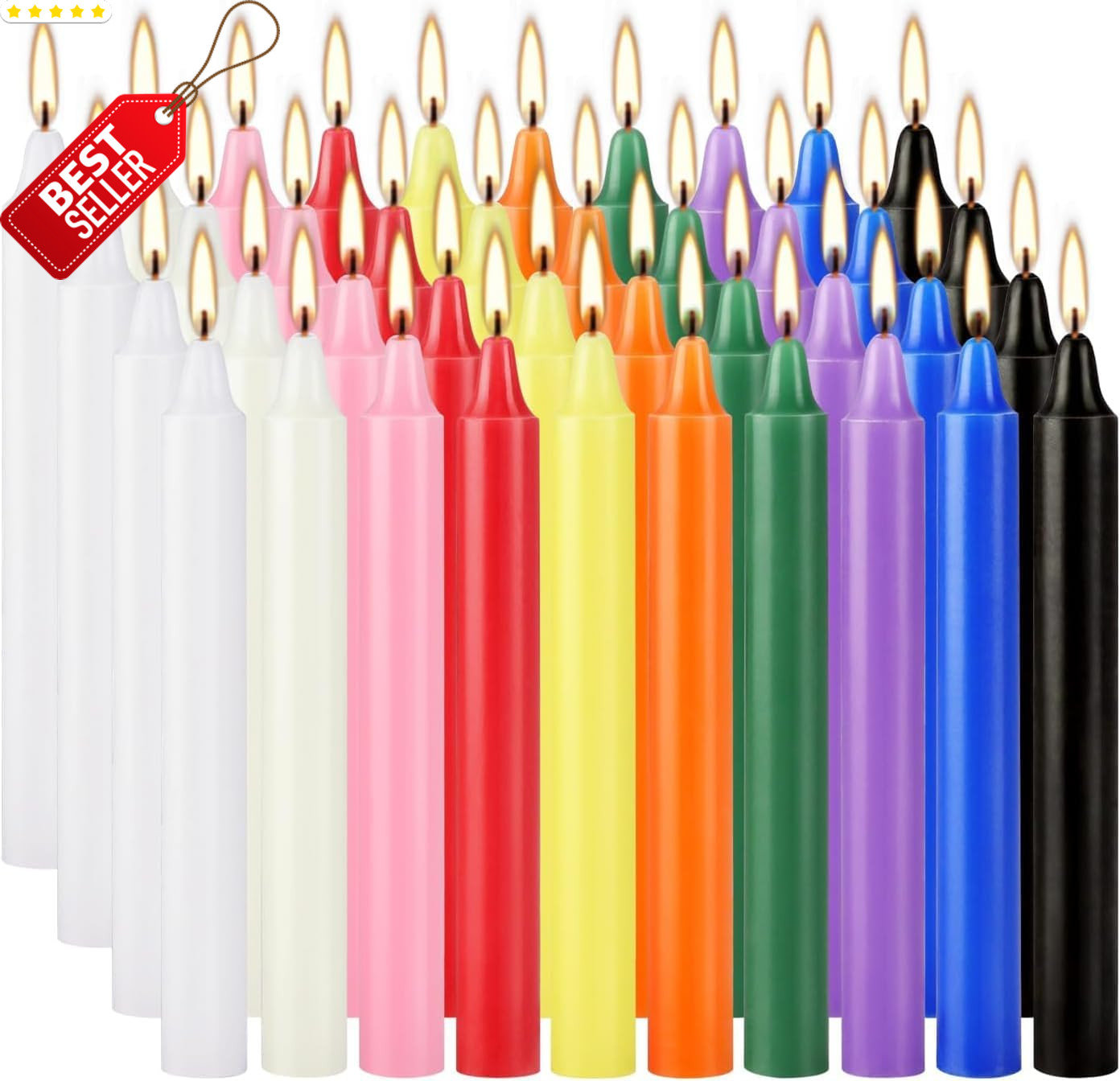 40 Pack Spell Chime Candles-4 Inch Multi-Colored Taper Candles Sticks-For Home D
