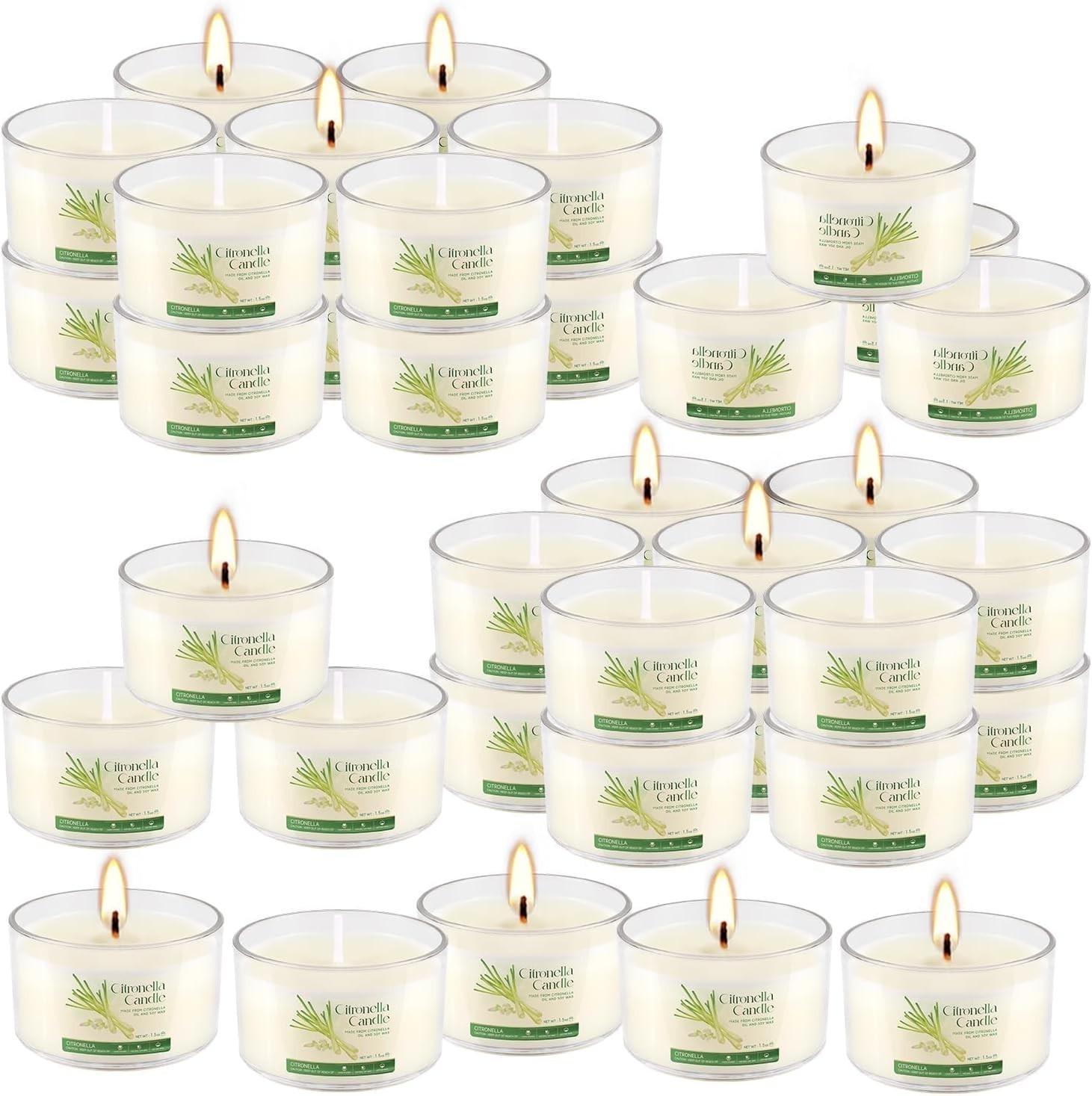 40 Pack Citronella Candles Bulk, Long Burning Portable Travel Size Soy Wax Ca…