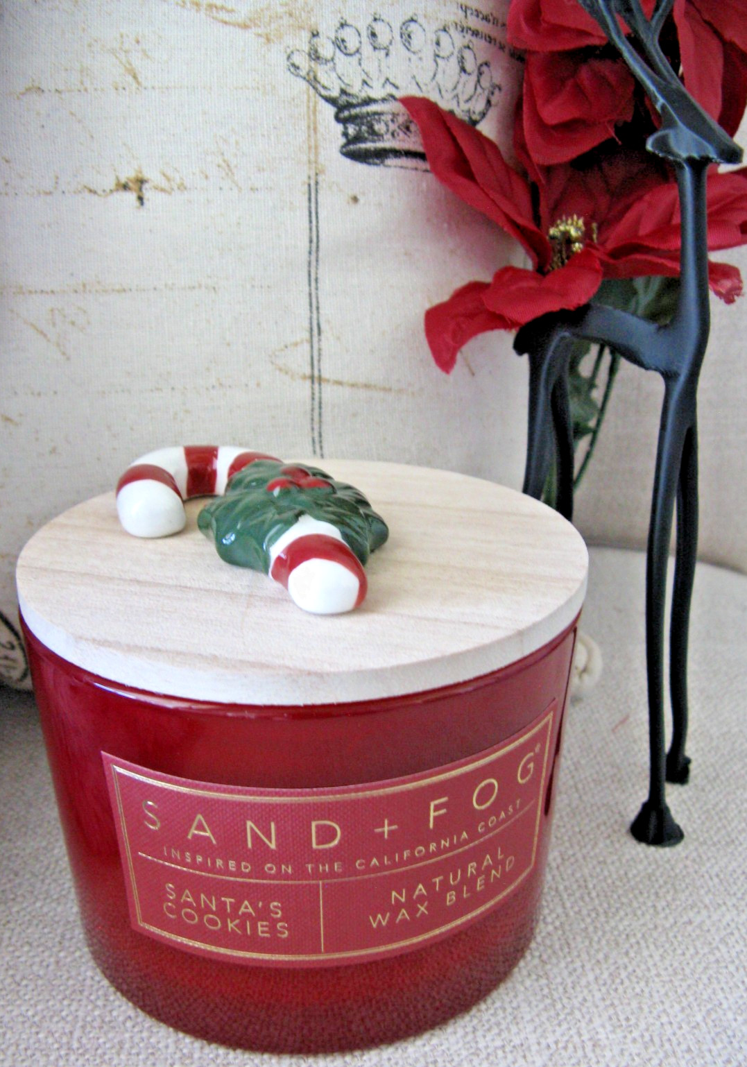 New Sand & Fog Christmas Santa’s Cookies 2-Wick 12oz Red Glass Jar Wax Candle