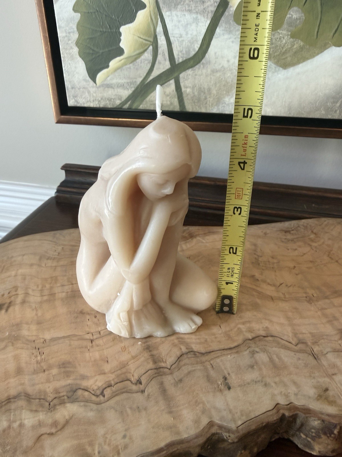 Vintage Nude Woman Figure Candle Ivory Wax Sculpture Art Deco Style Unused