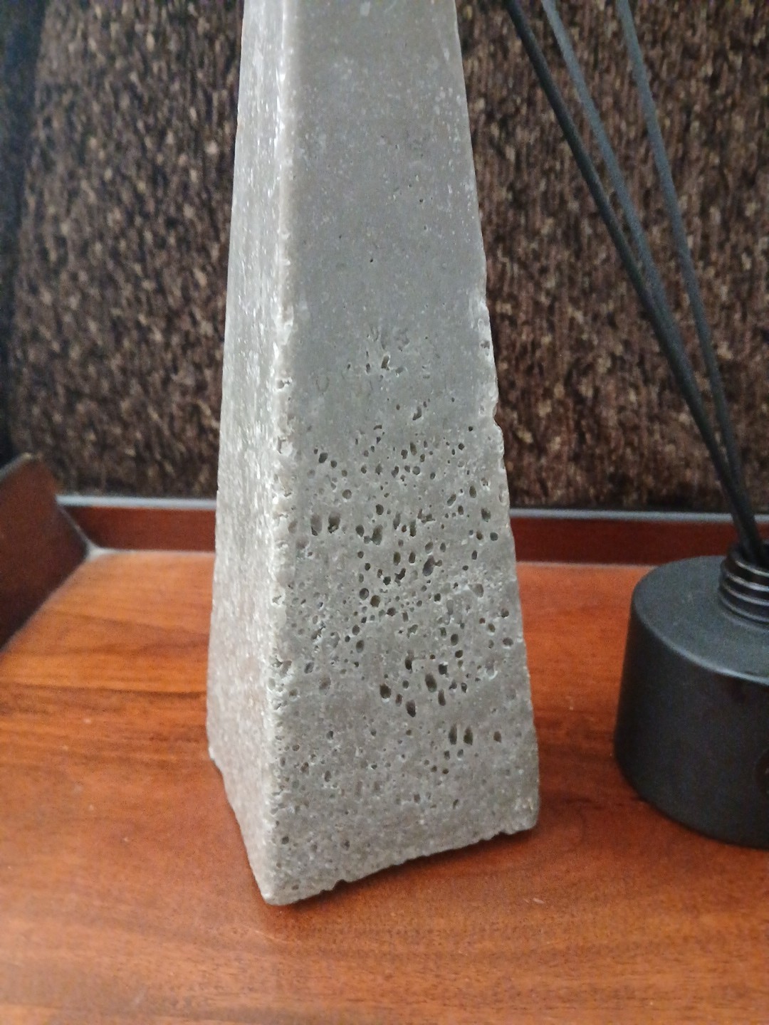 Gray Stone Look Wax Tall Pyramid Candle Spiritual Yoga Meditation Home Decor