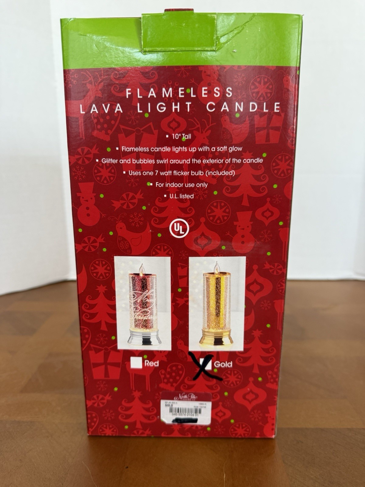 Flameless Lava Light Candle 10in Gold/Clear Glitter Swirl Corded Indoor C-1107