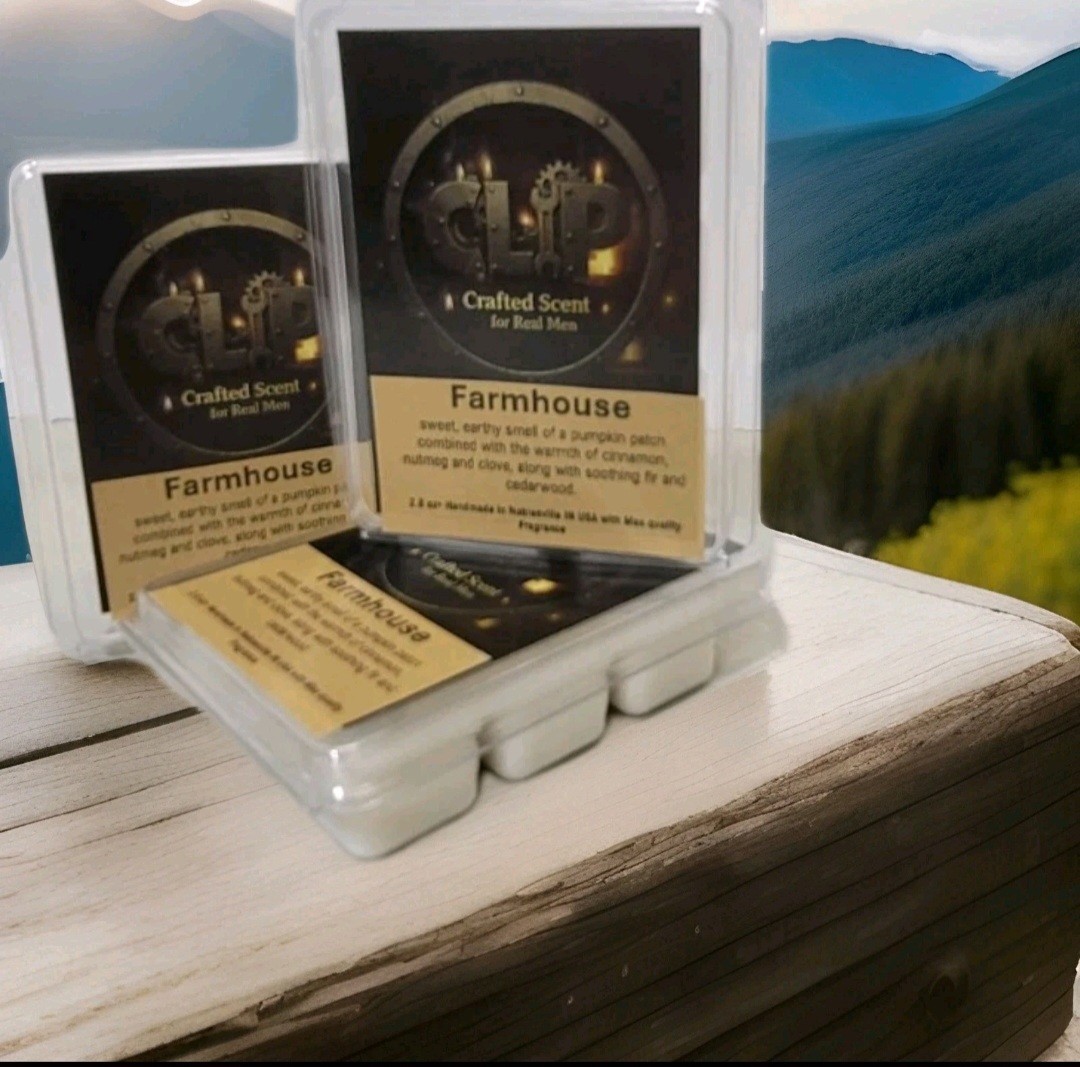 CLiP CANDLES – Crafted Scent For Real Men-Handcrafted Soy Wax Melts FARMHOUSE