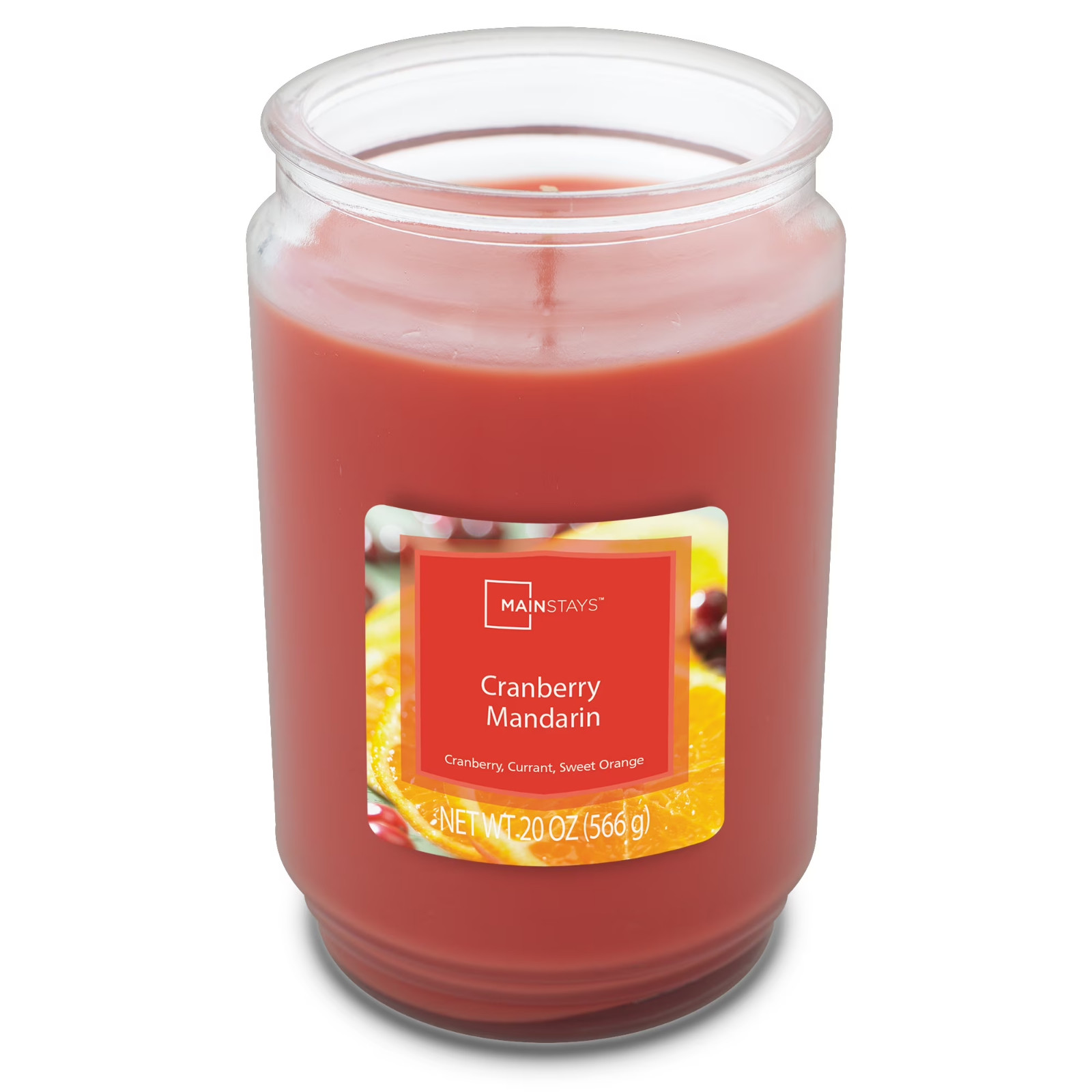 Mainstays Single-Wick scented Glass jar candle cranberry Mandarin 20oz…..