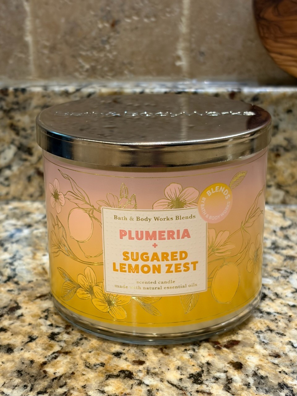 Bath & Body Works 3 Wick Candle DOUBLE SCENT PLUMERIA SUGARED LEMON ZEST NEW
