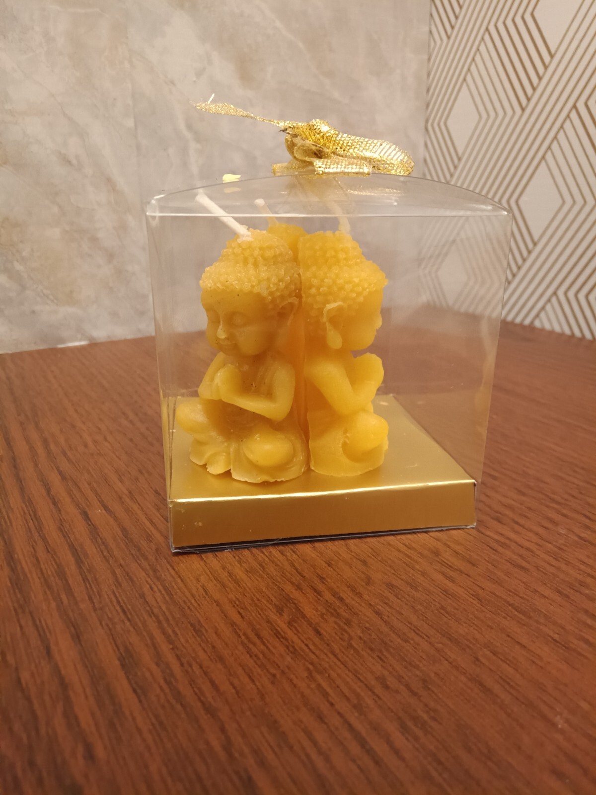 Buddha Candle Set – 3 PCS, Handmade in USA, 100% Beeswax, Organic & Meditation.