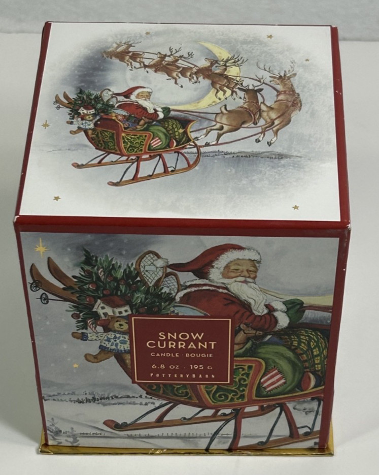 NEW VINTAGE Pottery Barn SNOW CURRANT 6.8 oz Scented Candle Original Box – B4