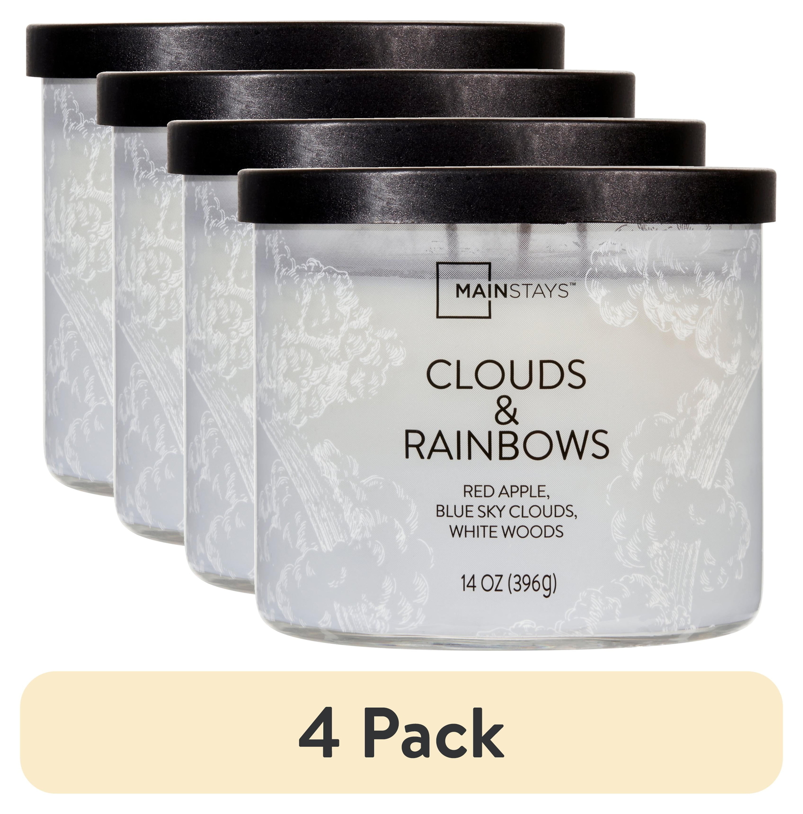 (4 pack) 3-Wick Wrapped Clouds & Rainbows Scented Candle, 14 oz