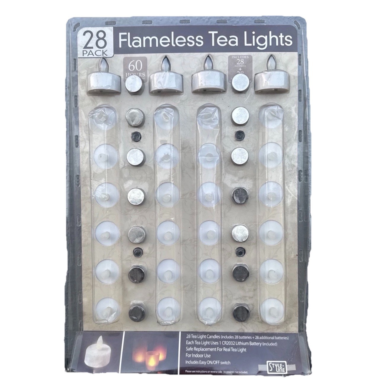 Style Line 28 Pack Flameless Tea Lights; 60 hours