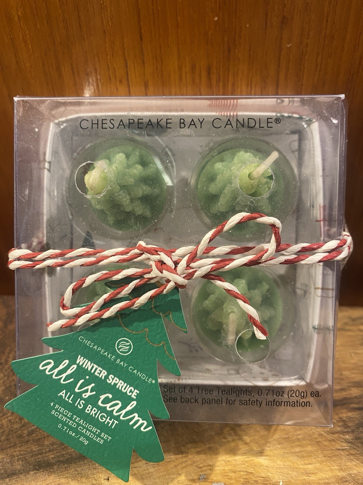 Chesapeake Bay Scented Candle Blue Spruce 4 Pc Treetop Tea Lights Vintage New