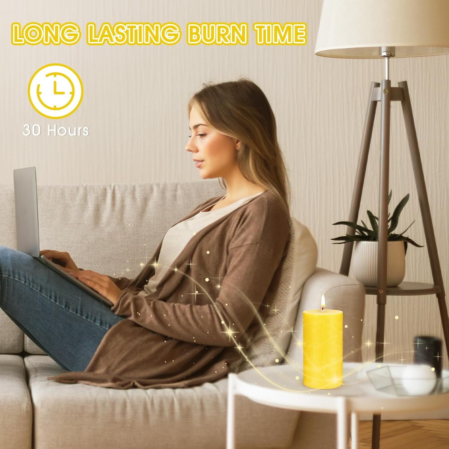Large Citronella Candle, Lemongrass Scented Pillar for Indoors and Outdoors