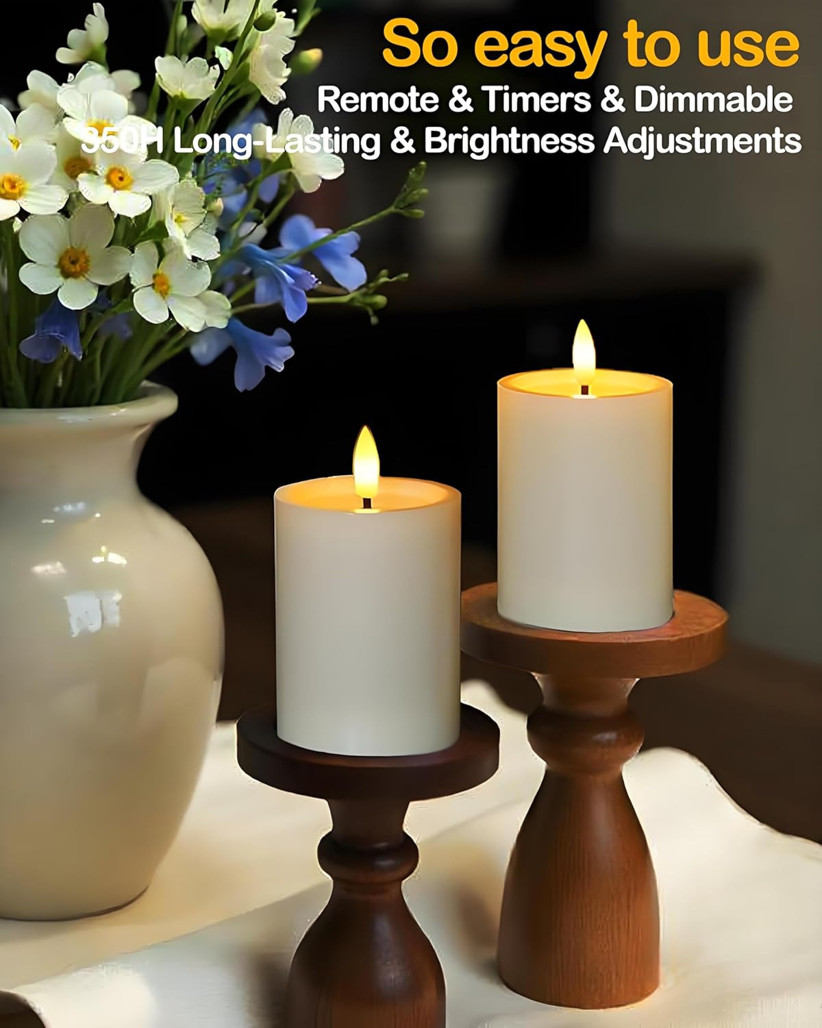 3″x4″ Outdoor Waterproof Flameless Candles with Remote and Timers, LED Candles,