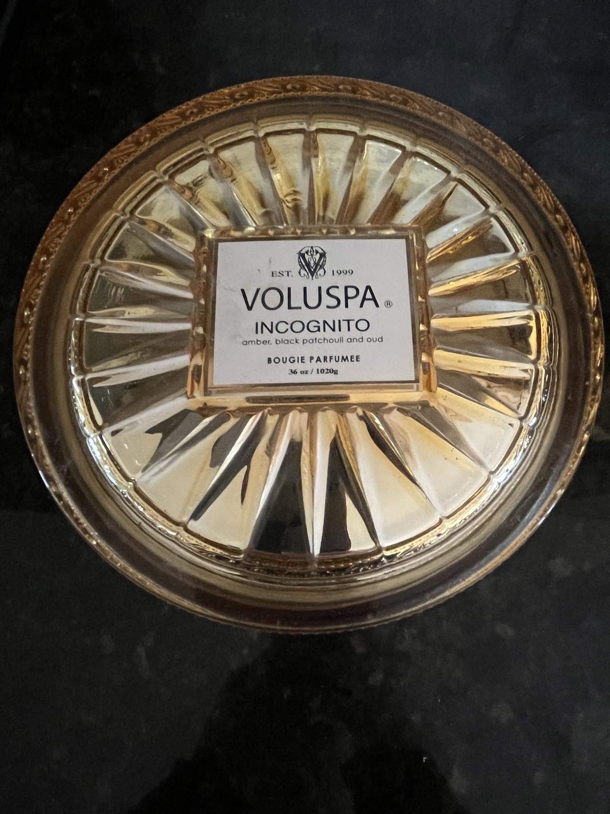 RARE Voluspa Incognito 36 oz Grande Maison Candle Amber Patchouli Oud NEW